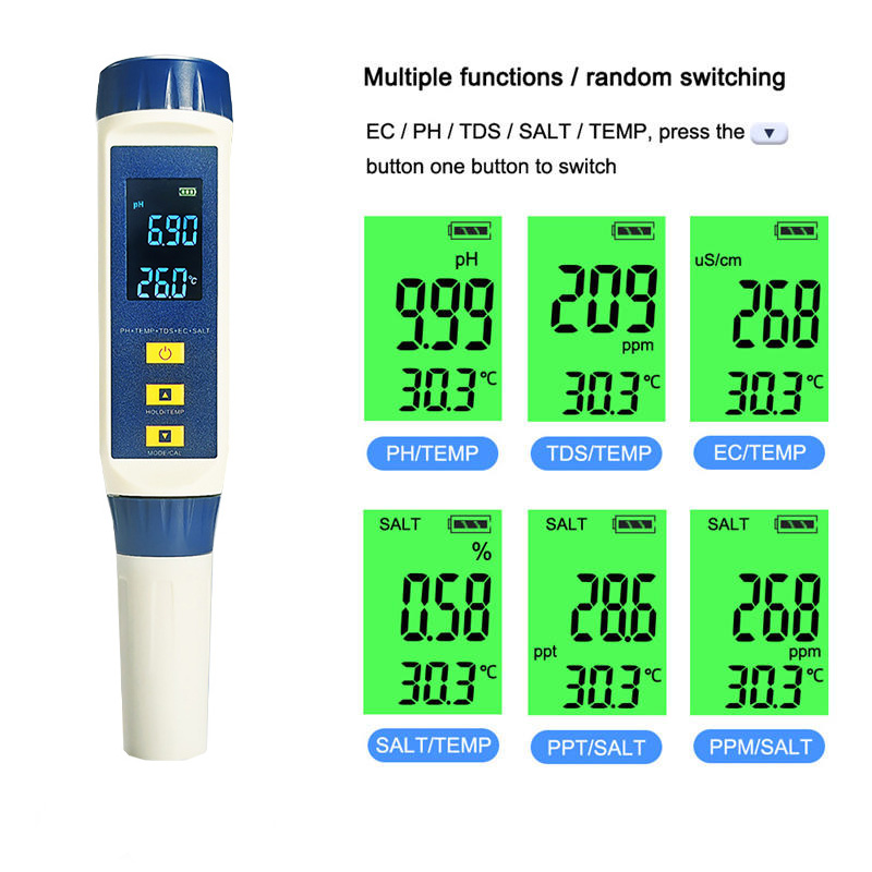 Digital 5-in-1 TDS EC Tester S - Ph Meter Digital Water Tester recension och pris